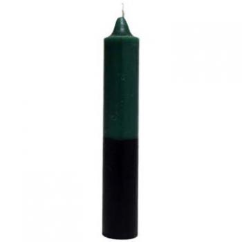 Double Action Jumbo Pillar Candle Black / Green