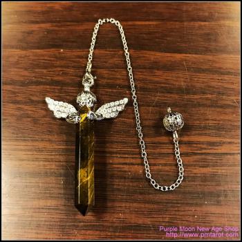 Cupid Angel Wings Golden Tiger Eye Pendulum