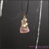 Crystal Pendant - Strawberry Quartz w/gold gilt Black Tourmaline