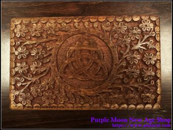 Wooden Hand Carved Box With Triquetra