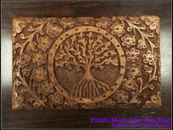 Wooden Hand Carved Box With Tree Of Life