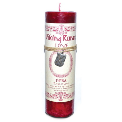 Love Pillar Candle w/ Geba Rune Pendant