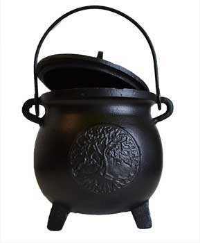 Tree of Life Cast Iron Cauldron w/Lid