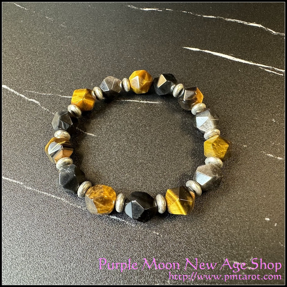 Golden Tiger's Eye & Silver Sheen Obsidian Bracelet