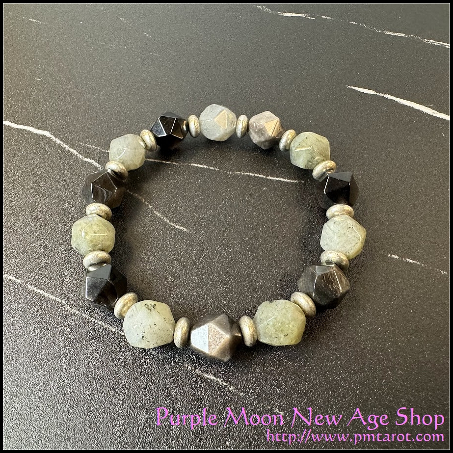 Labradorite & Silver Sheen Obsidian Bracelet