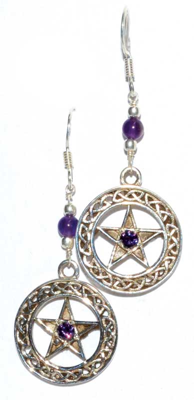 Pentacle Amethyst Earrings