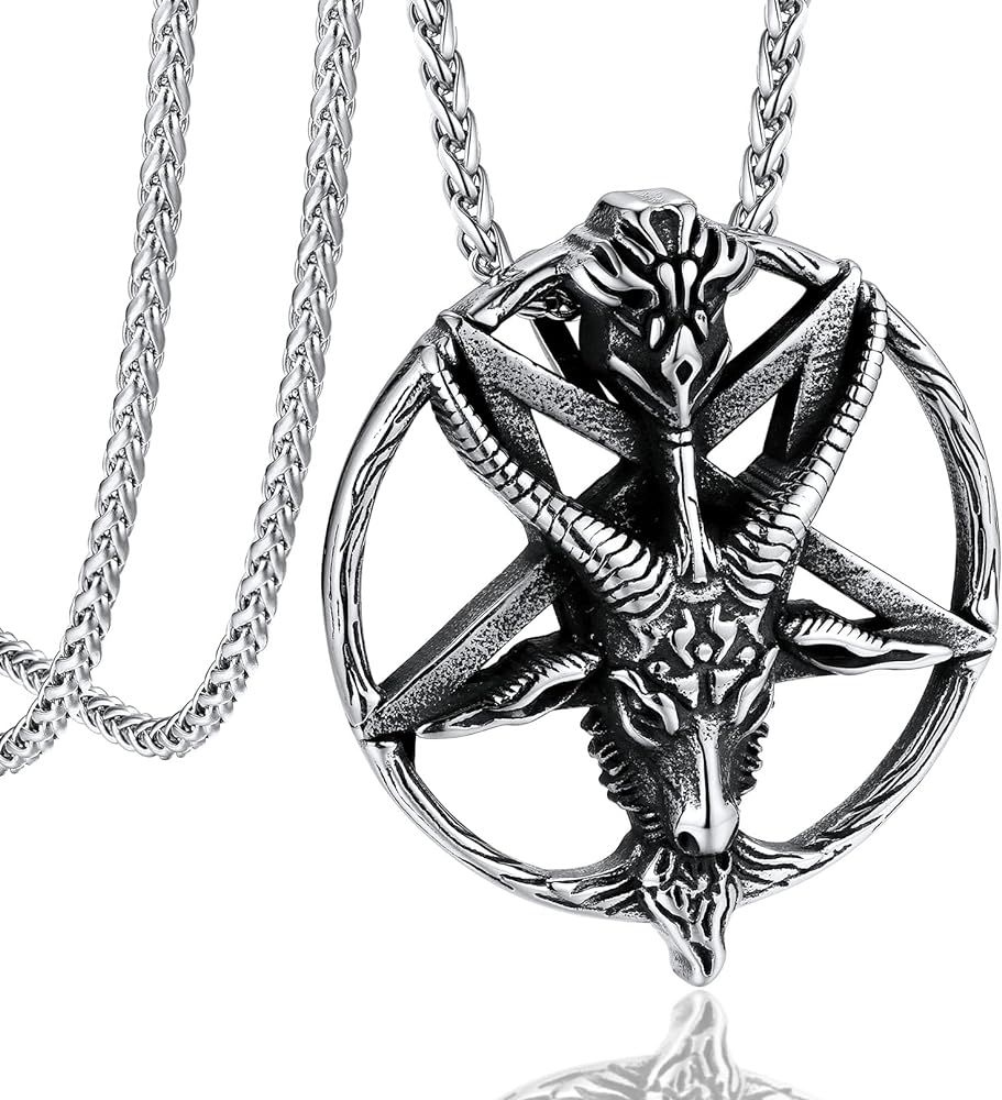 Stainless Steel Baphomet Inverted Pentagram Pendant