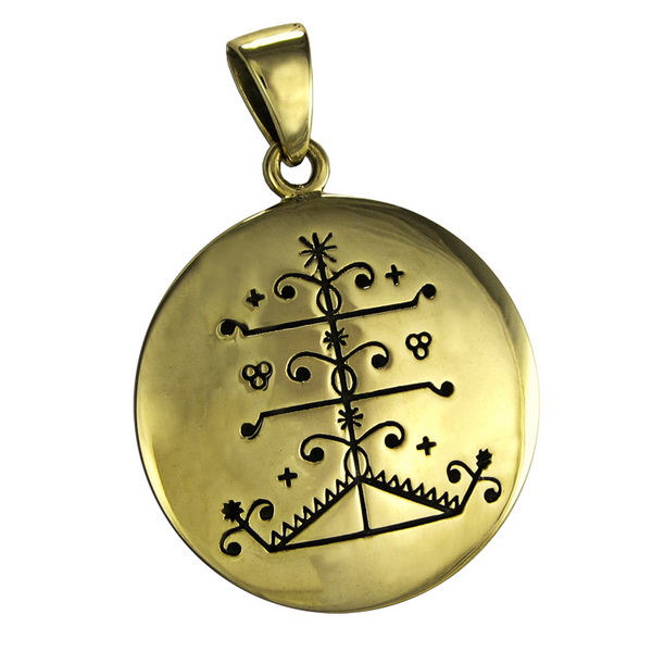 Bronze Ogou Feray Loa Veve Pendant