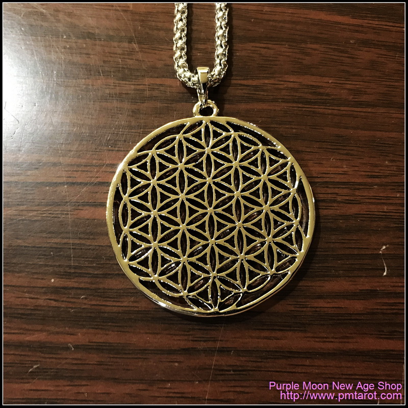 Flower Of Life Pendants Round Silver Plated Hollow Carved