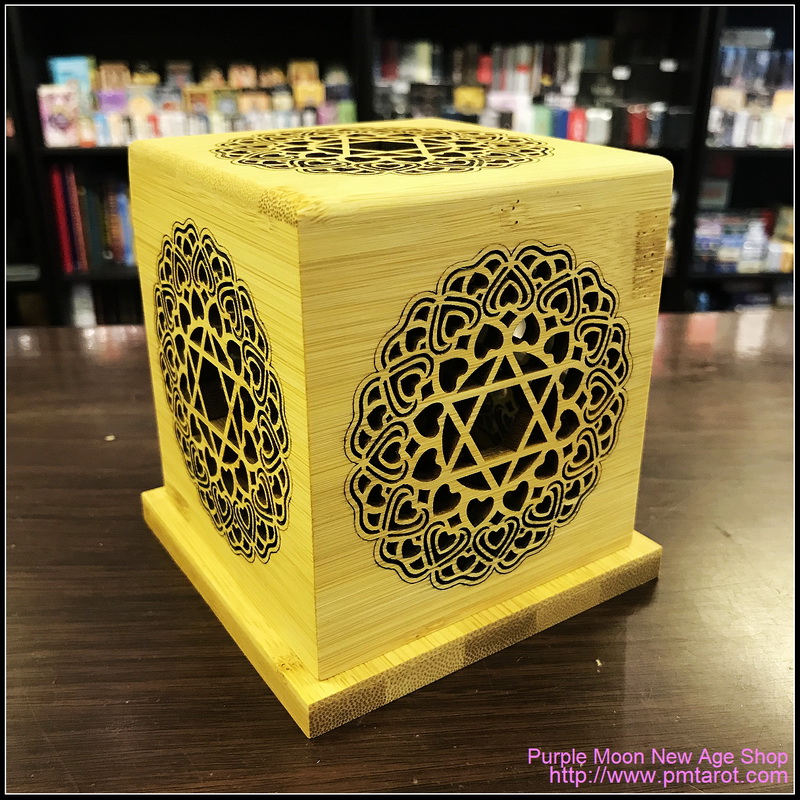 Bamboo Made Meditative Incense Box with Hexagram and Lotus