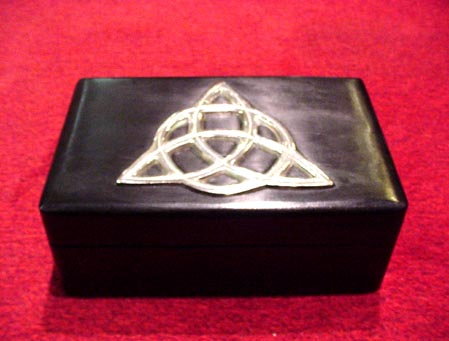 Ebony Metal Inlay Triquetra Wooden Box