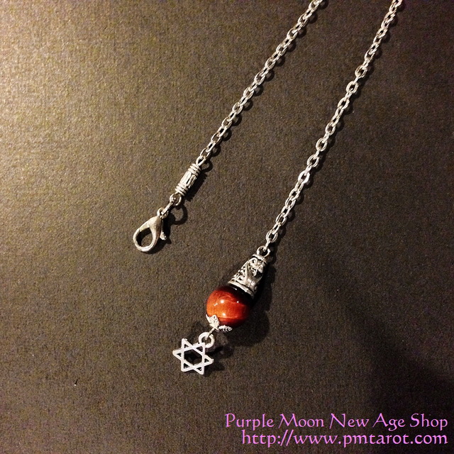 Hexagram w/Red Tiger Eye pendulum chain