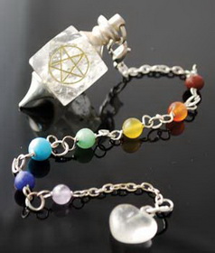 Clear Quartz 7 Chakra Pentagram Pendulum