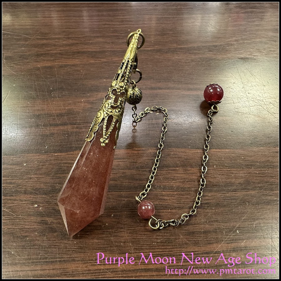 Boho Style Point Pendulum - Strawberry Quartz