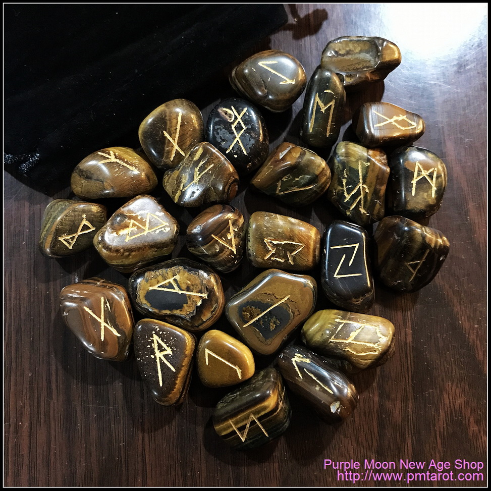 Elder Futhark Runes - Golden Tiger Eye