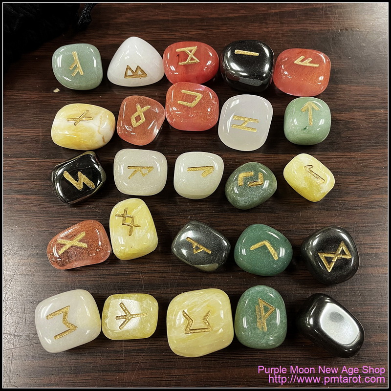 Elder Futhark Runes Stone - Rainbow