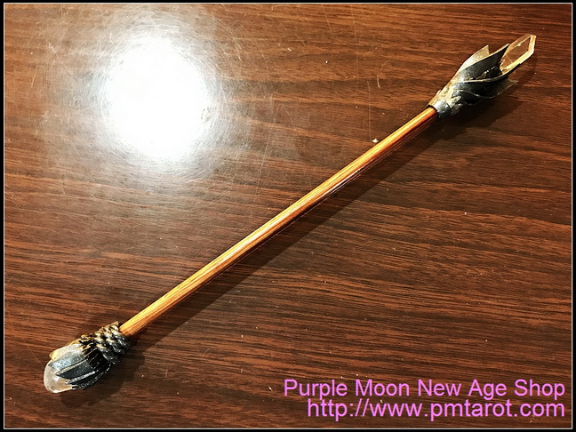 Quartz & Obsidian Magical Pine Wood Wand