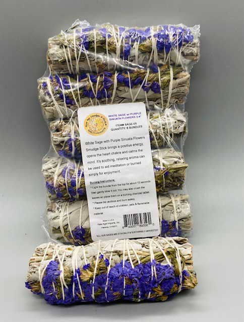 White Sage W/ Purple Sinuata flower 6-Pack